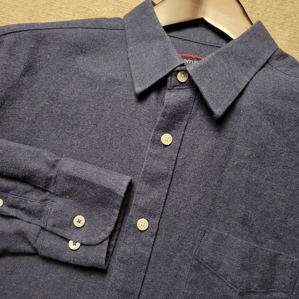 UNTUCKit Flannel Shirt Mens Large Blue Relaxed Fit Cotton Long Sleeve Button Up